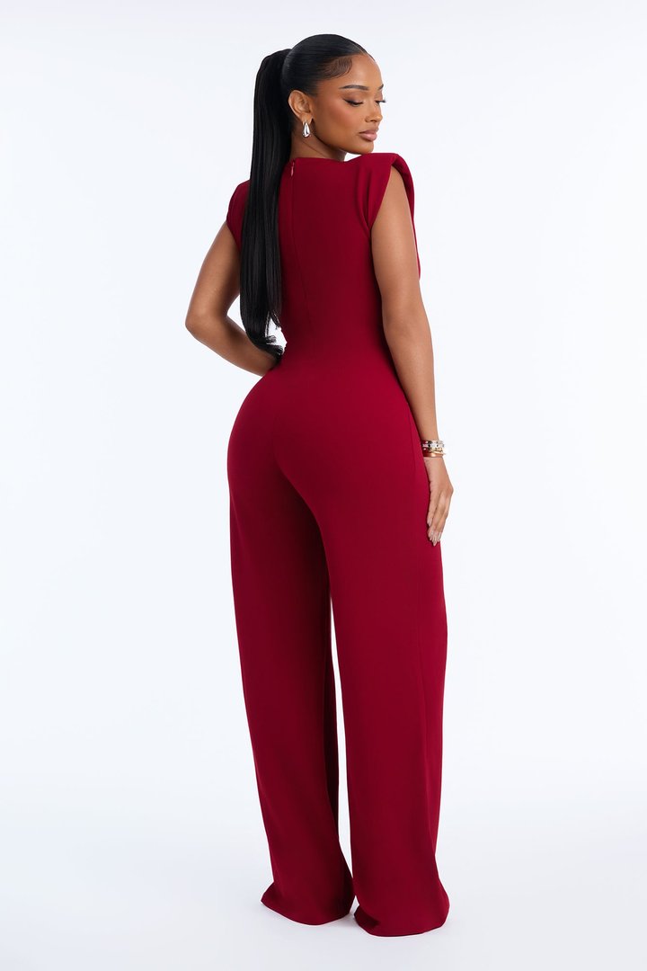 On Point Jumpsuit - Wine