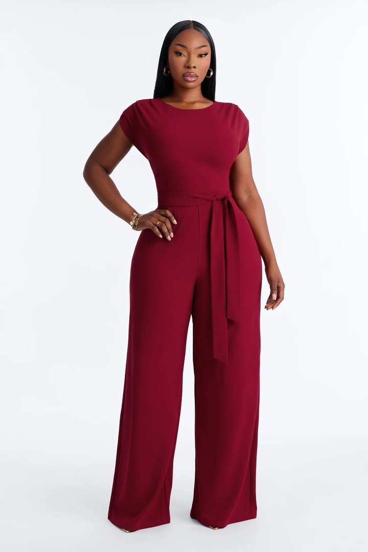On Point Jumpsuit - Wine