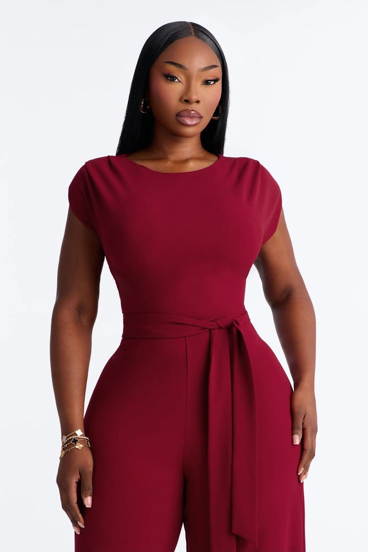 On Point Jumpsuit - Wine