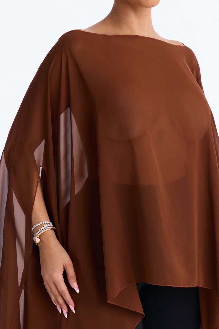 Get In Line Long Chiffon Kimono Top - Chocolate