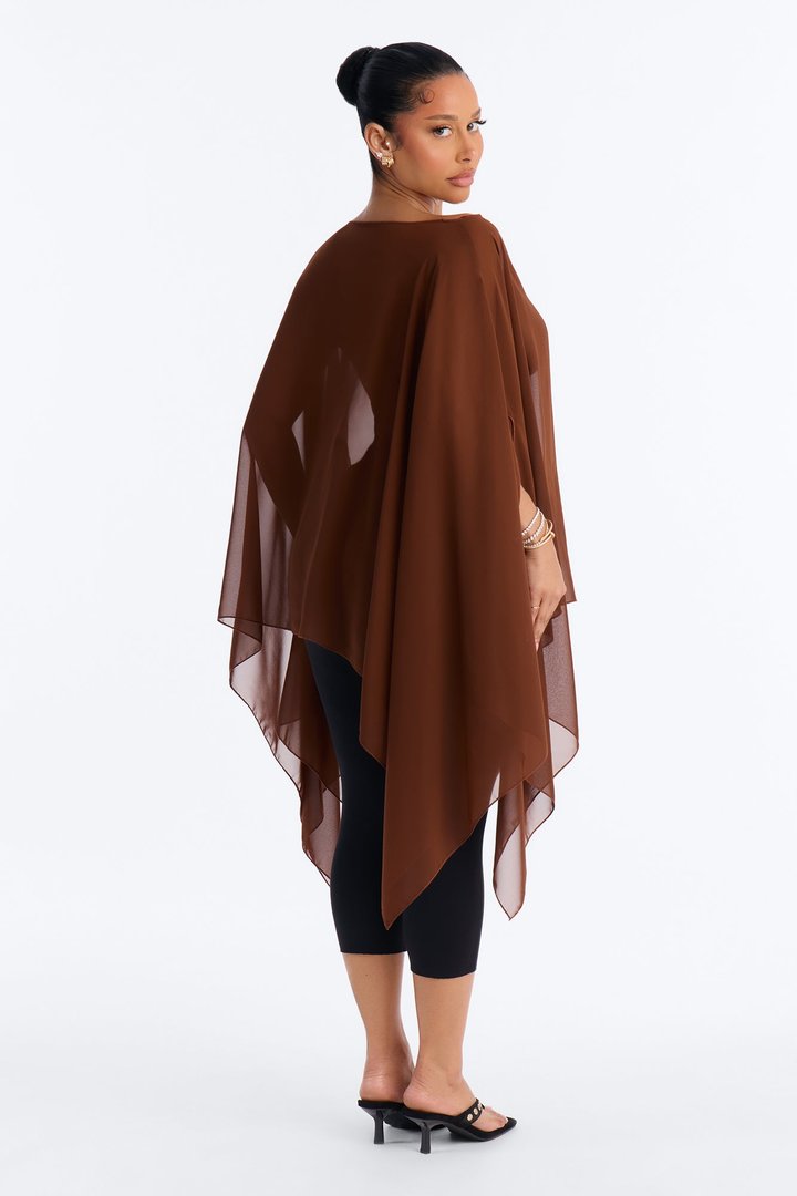 Get In Line Long Chiffon Kimono Top - Chocolate