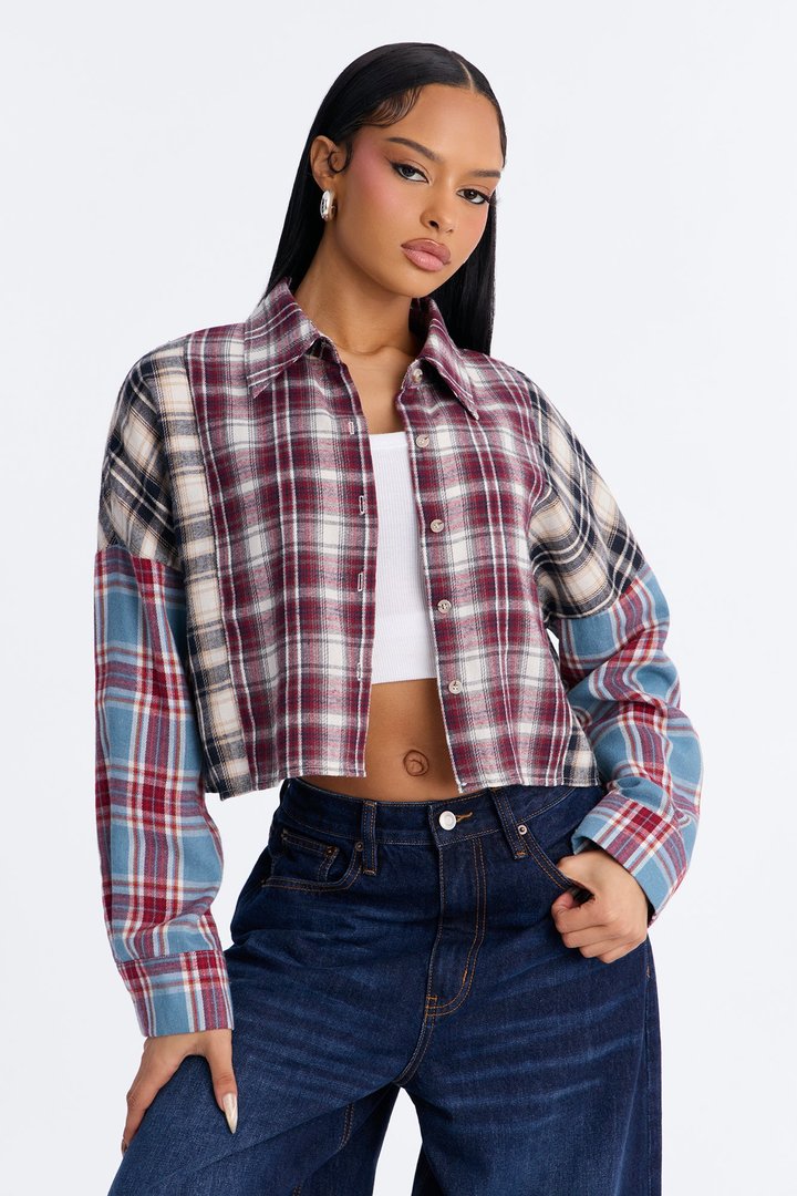 Bonfire Nights Flannel Shirt - Burgundy/combo