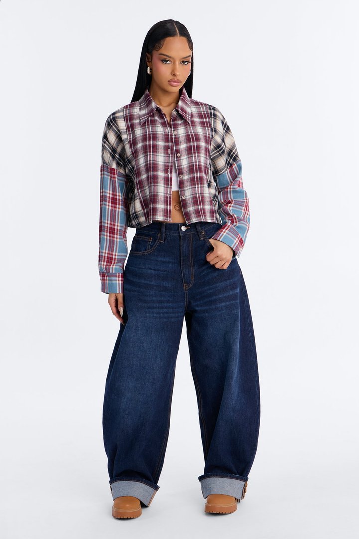 Bonfire Nights Flannel Shirt - Burgundy/combo