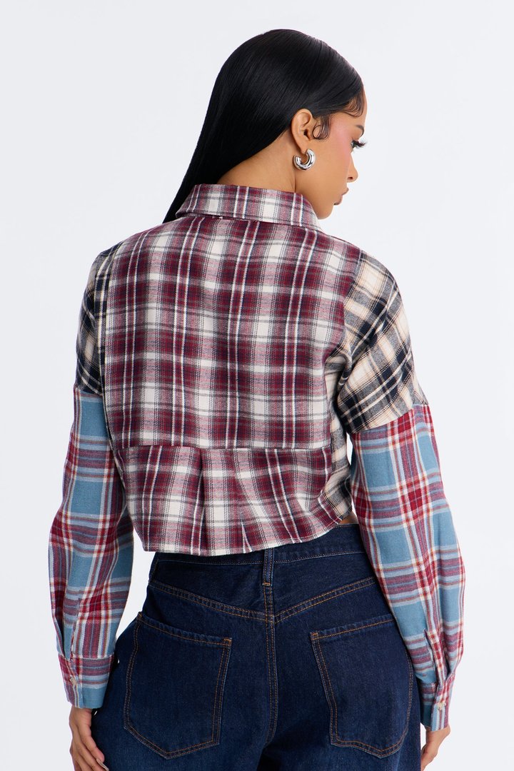 Bonfire Nights Flannel Shirt - Burgundy/combo