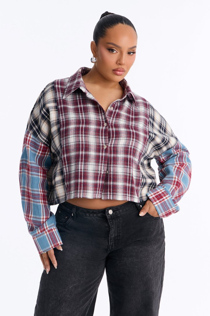 Bonfire Nights Flannel Shirt - Burgundy/combo