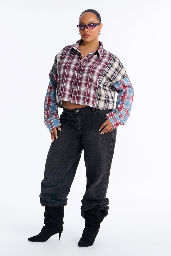 Bonfire Nights Flannel Shirt - Burgundy/combo