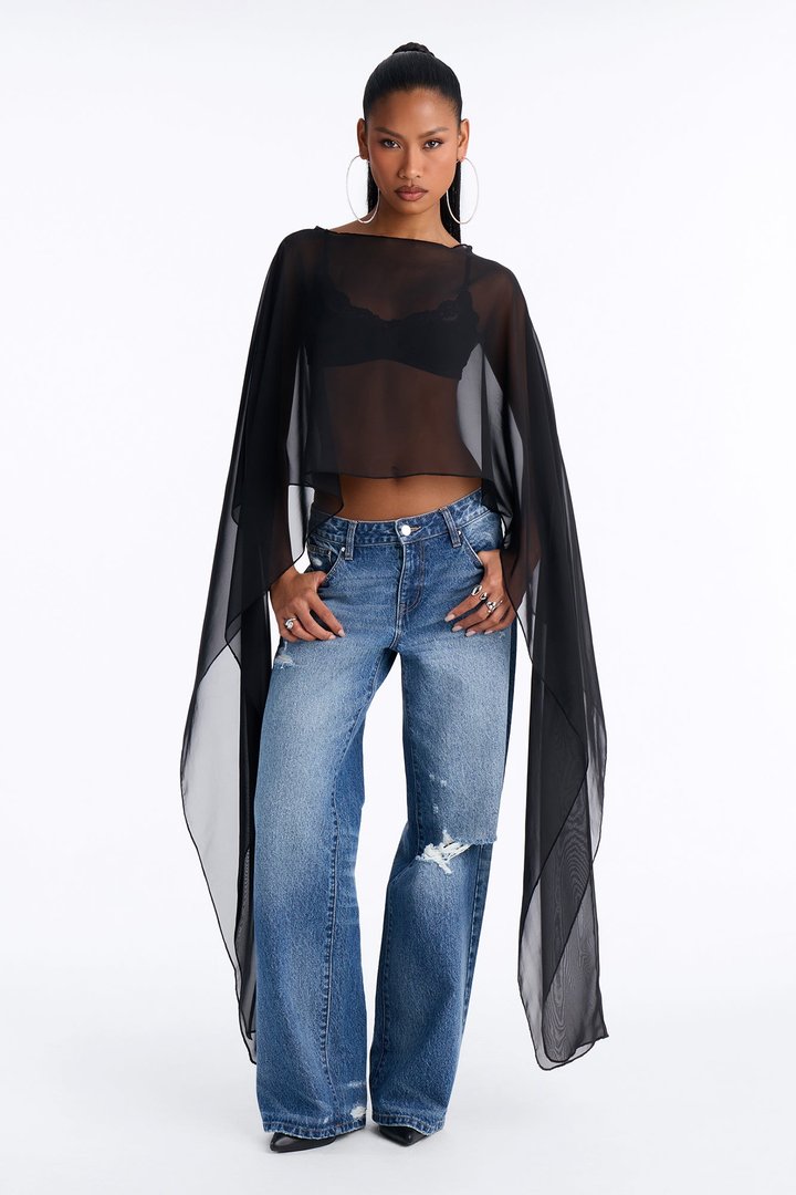 Always Extra Sheer Chiffon Blouse - Black