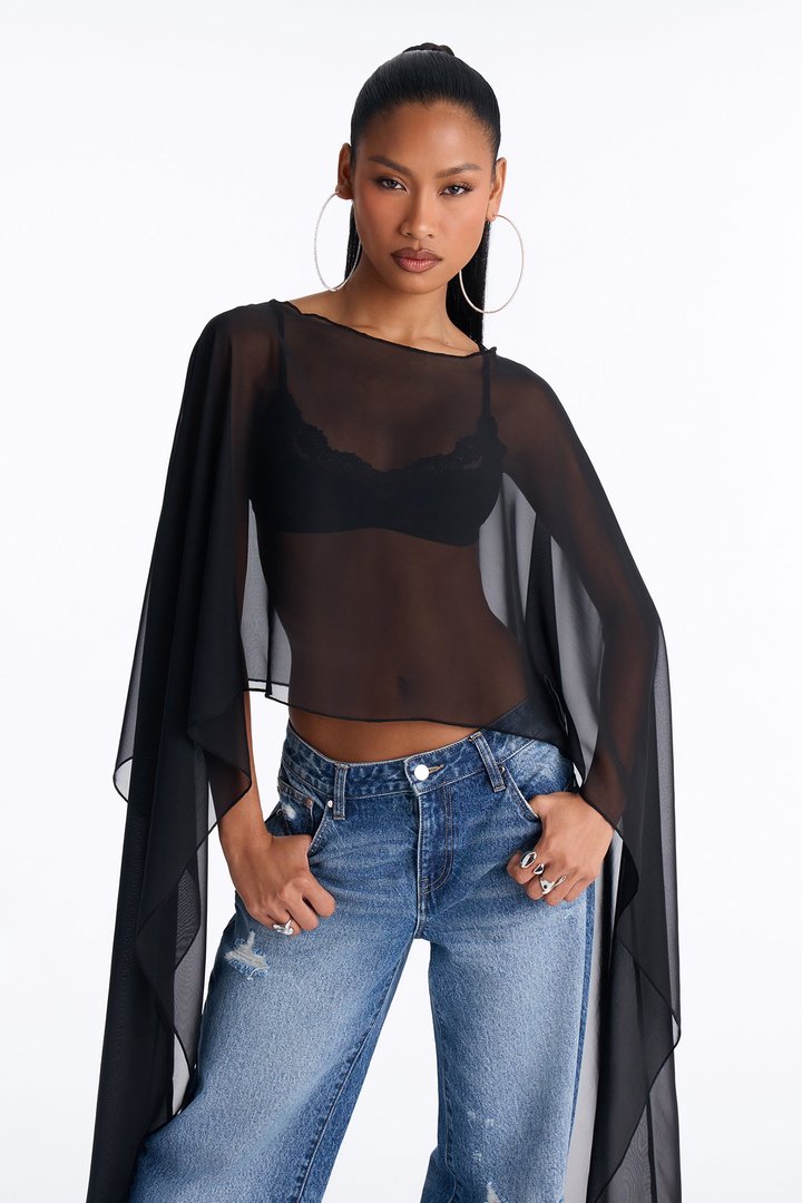 Always Extra Sheer Chiffon Blouse - Black