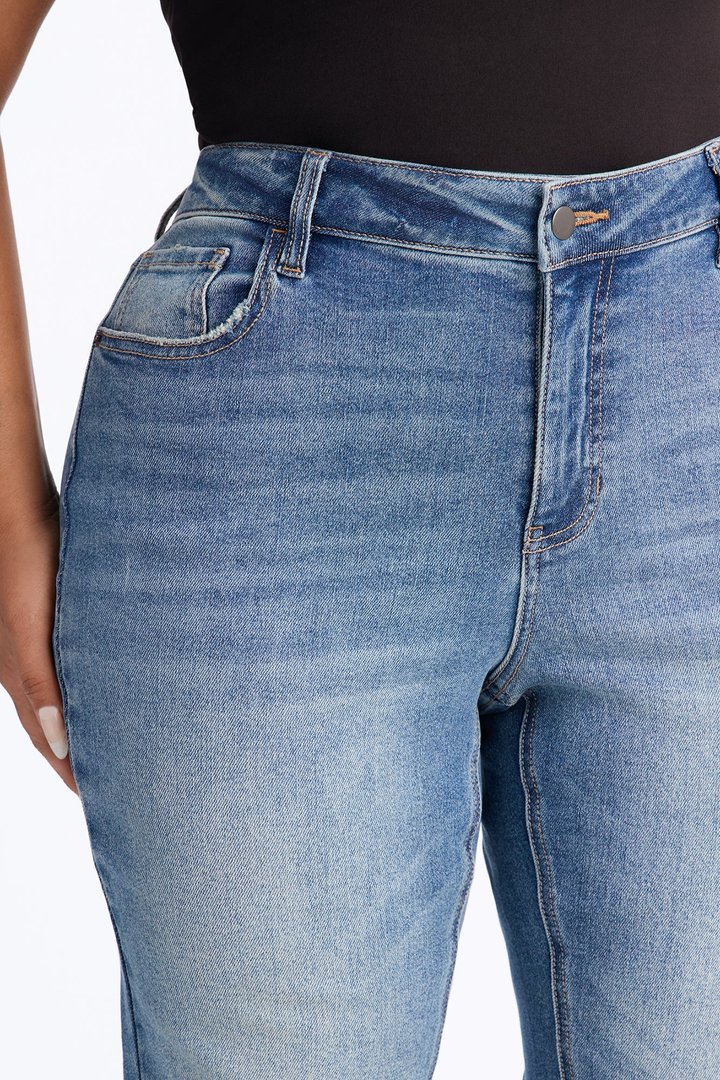 Nevada Mid Rise Stretch Flare Jeans - Medium Wash