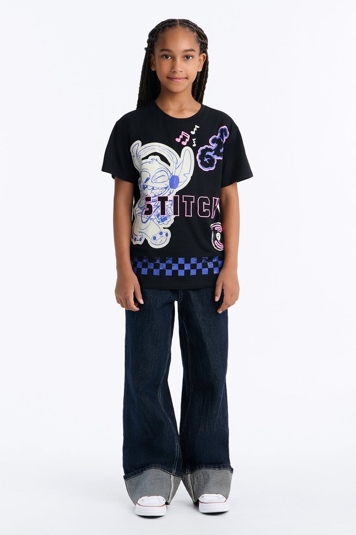 Mini Stitch Be Unique Front/Back Short Sleeve Tee - Black
