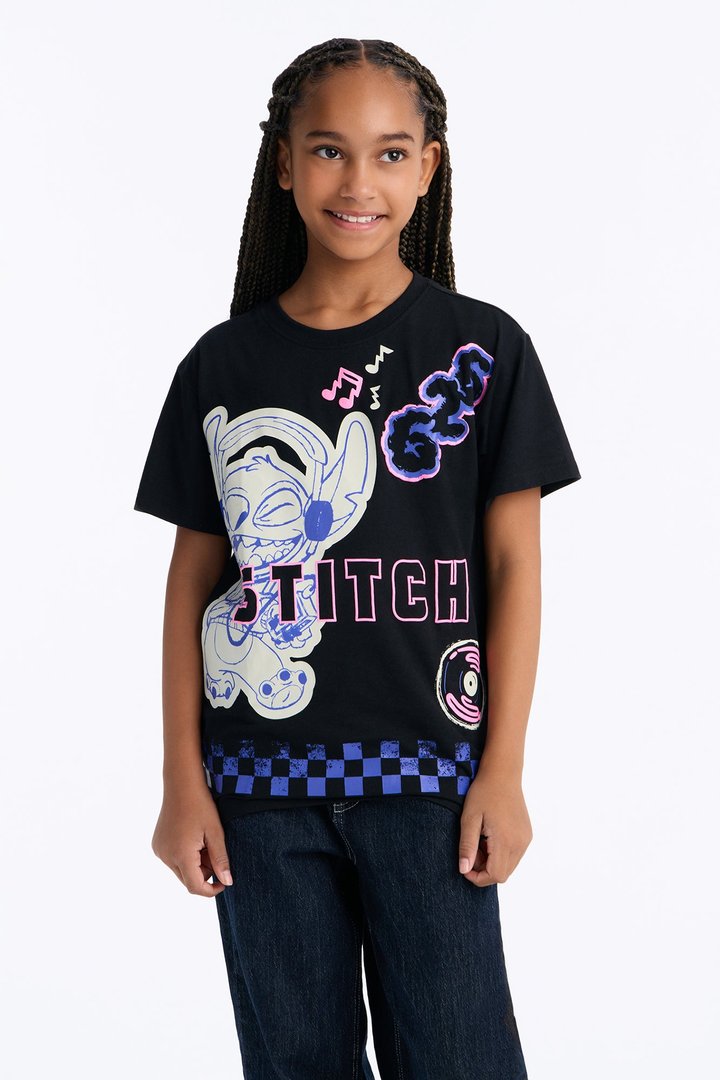 Mini Stitch Be Unique Front/Back Short Sleeve Tee - Black