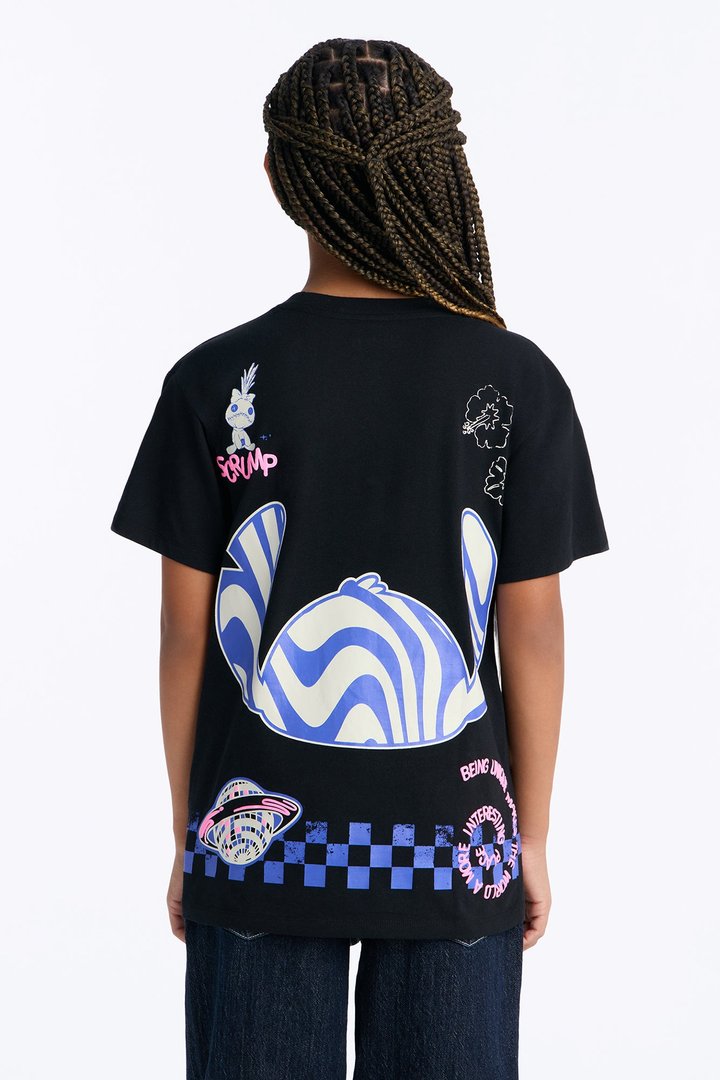 Mini Stitch Be Unique Front/Back Short Sleeve Tee - Black