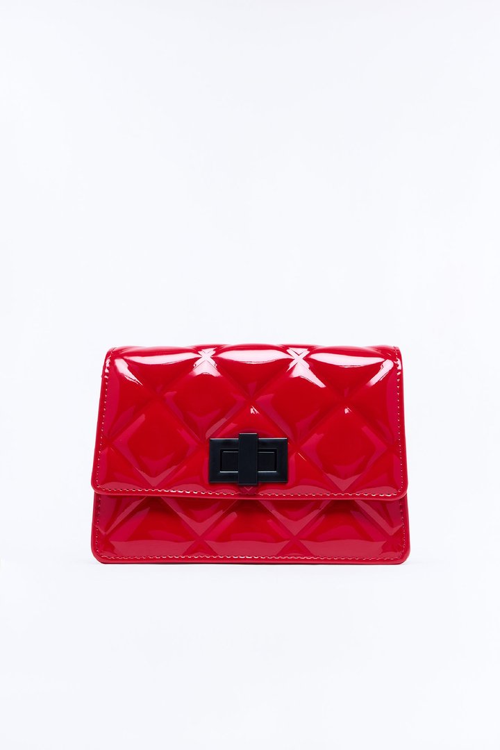 Statement Moment Faux Leather Crossbody Handbag - Red