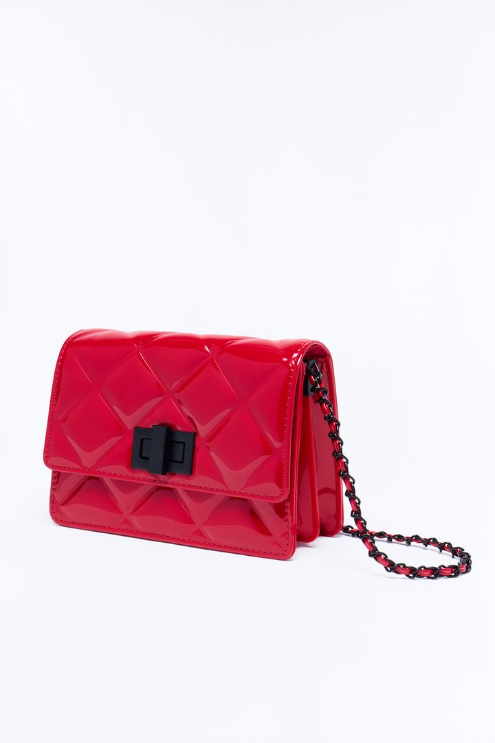 Statement Moment Faux Leather Crossbody Handbag - Red