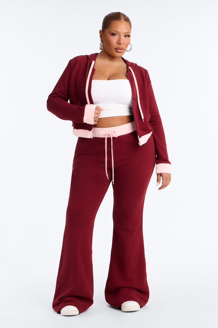 Keeping Up With Me Pant Set - Burgundy