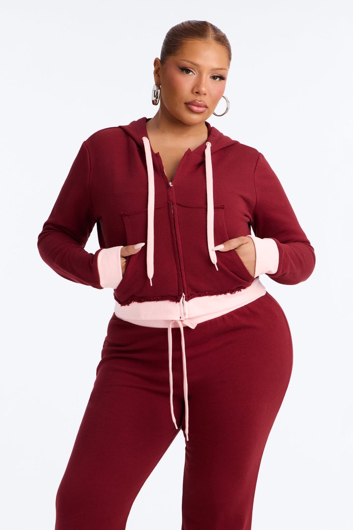 Keeping Up With Me Pant Set - Burgundy