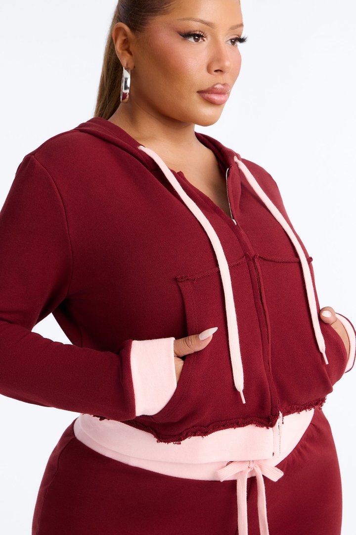 Keeping Up With Me Pant Set - Burgundy