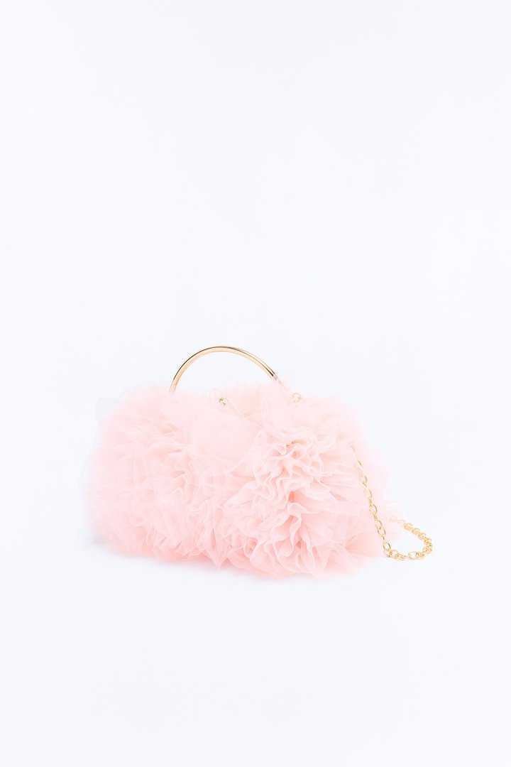 On A Cloud Ruffled Satchel Handbag - Pink