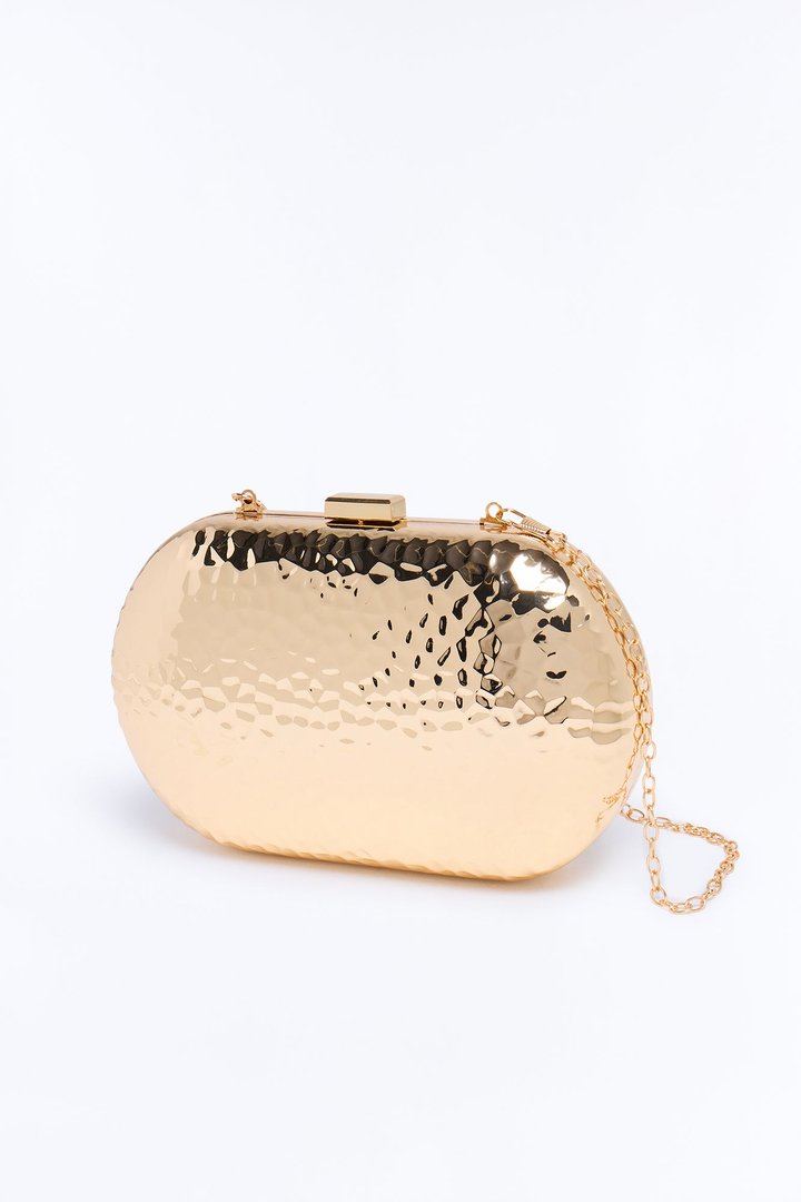 Forged Icon Metal Clutch Handbag - Gold