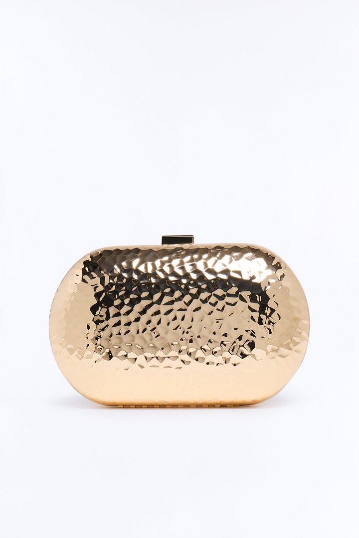 Forged Icon Metal Clutch Handbag - Gold