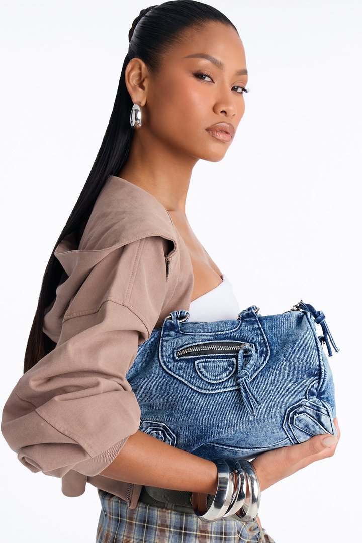 Hot Girl In Denim Satchel Handbag - Denim