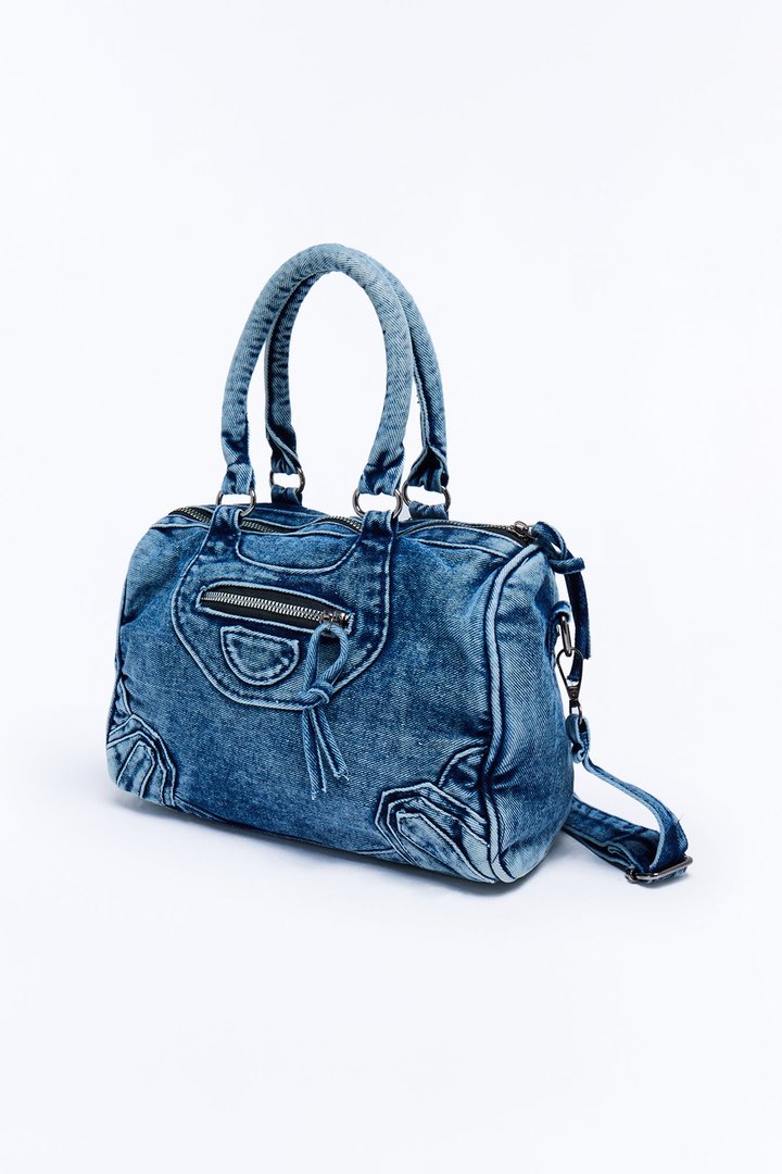 Hot Girl In Denim Satchel Handbag - Denim