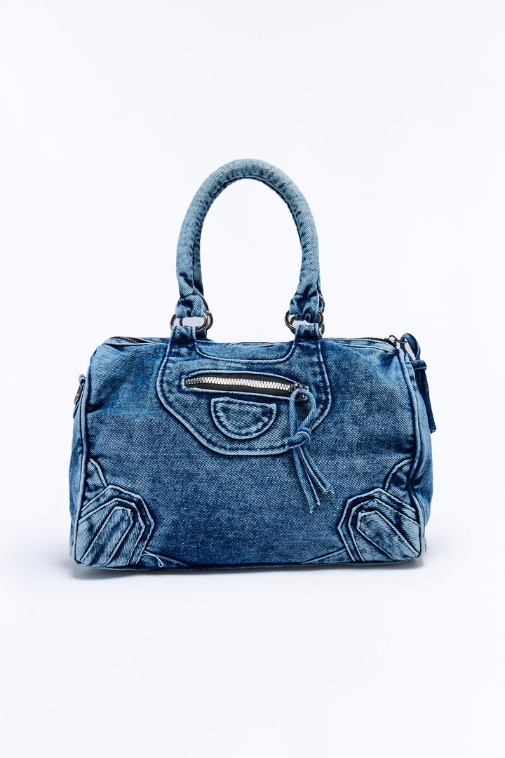 Hot Girl In Denim Satchel Handbag - Denim