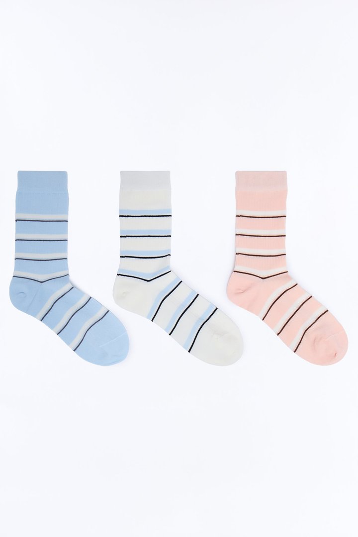 Stripe Game 3 Pack Socks - White/combo