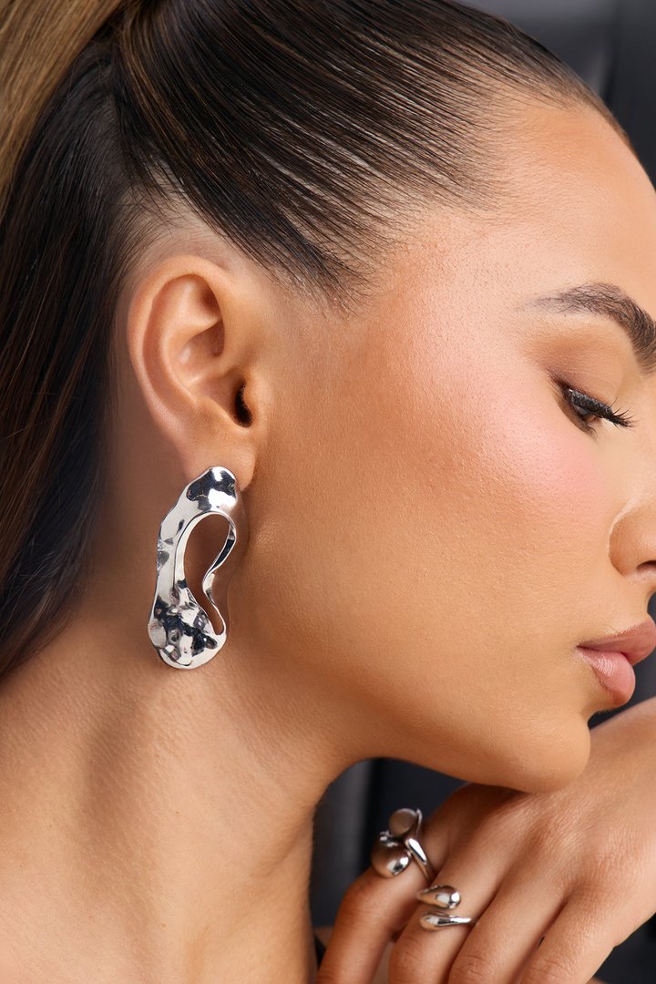 Alina Abstract Drop Earrings - Silver