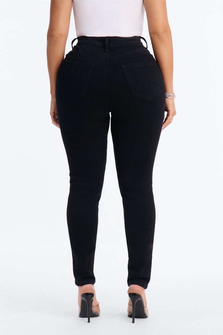 Tall Miami Booty Lifting Ripped High Rise Stretch Skinny Jeans - Black