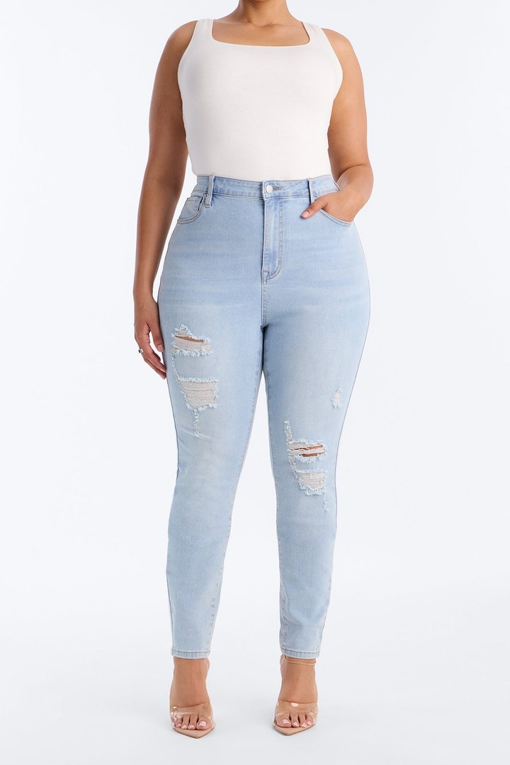 Tall Dakota Ripped High Rise Stretch Skinny Jeans - Light Wash