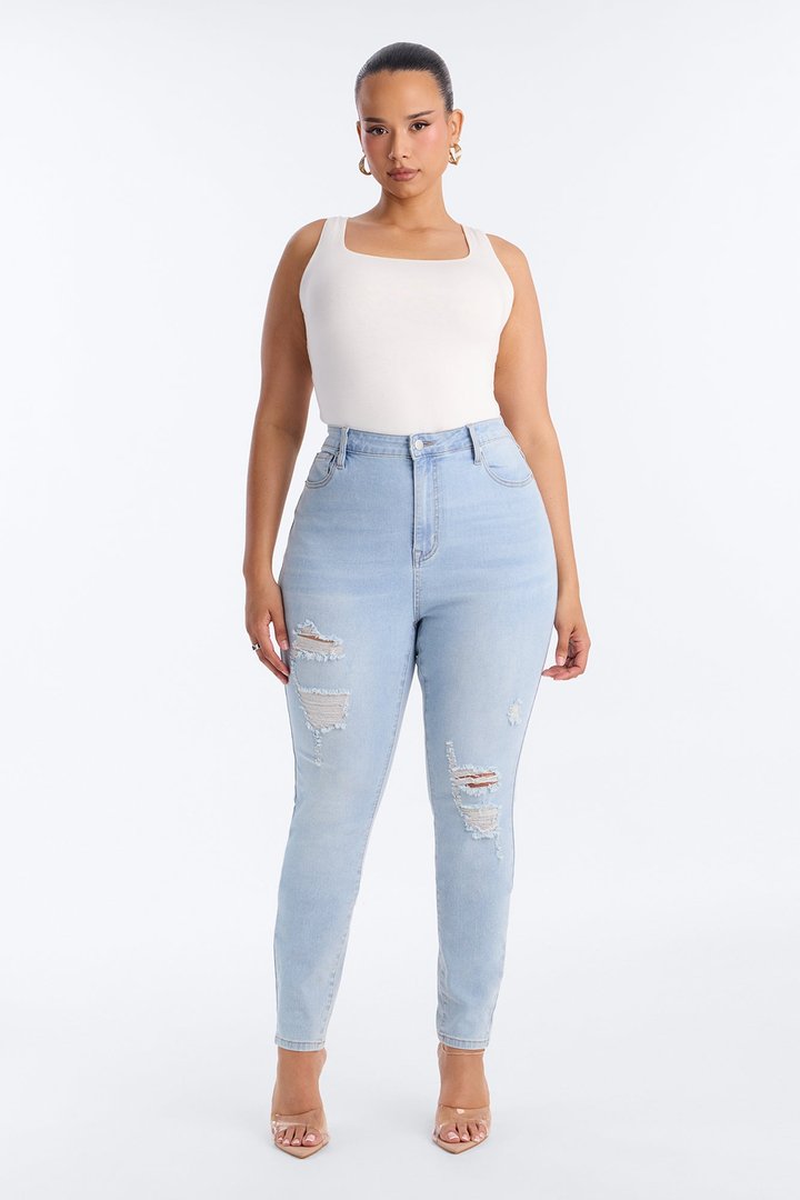 Tall Dakota Ripped High Rise Stretch Skinny Jeans - Light Wash