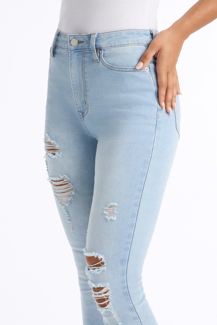 Tall Dakota Ripped High Rise Stretch Skinny Jeans - Light Wash