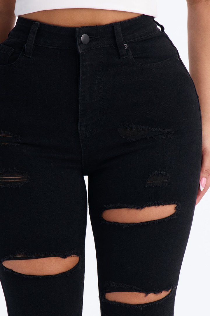 Tall Decker Ripped High Rise Stretch Skinny Jeans - Black