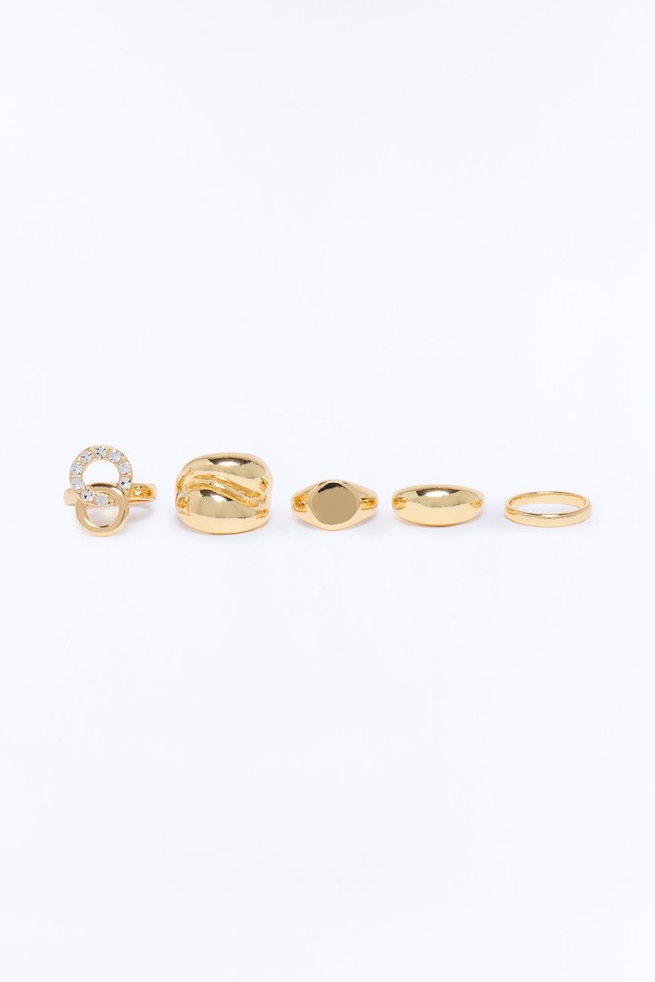 Mixing It Up 5 Piece Ring Set - Gold
