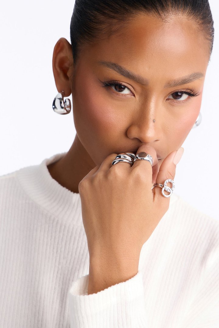 Mixing It Up 5 Piece Ring Set - Silver