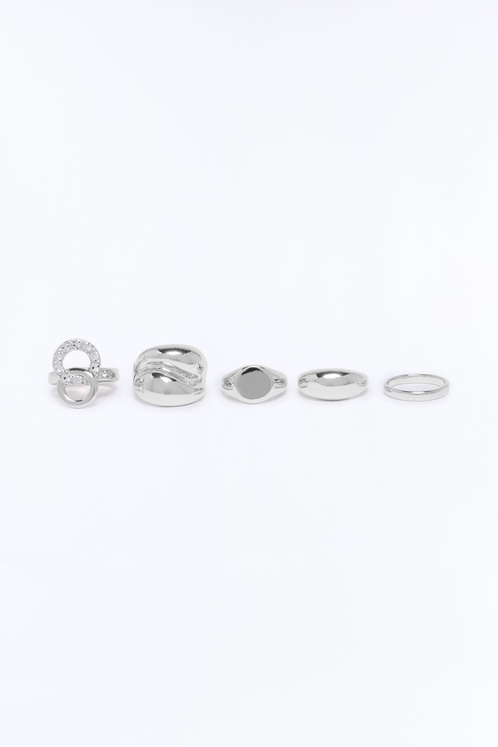 Mixing It Up 5 Piece Ring Set - Silver