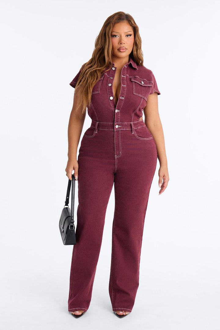 Kamaria Denim Jumpsuit - Plum