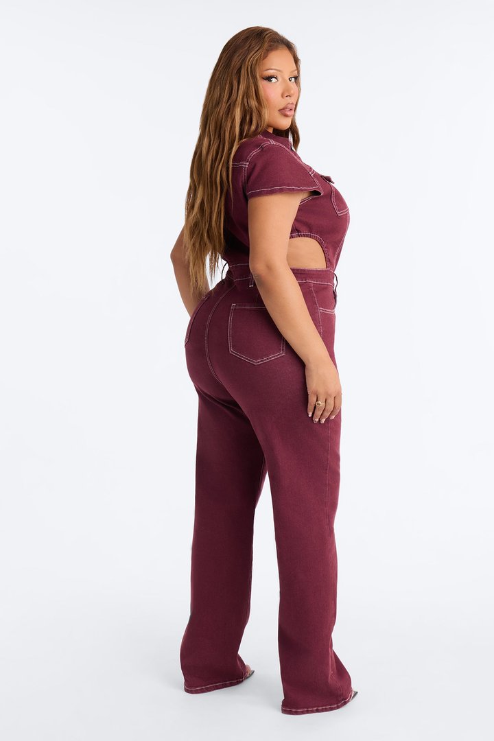 Kamaria Denim Jumpsuit - Plum