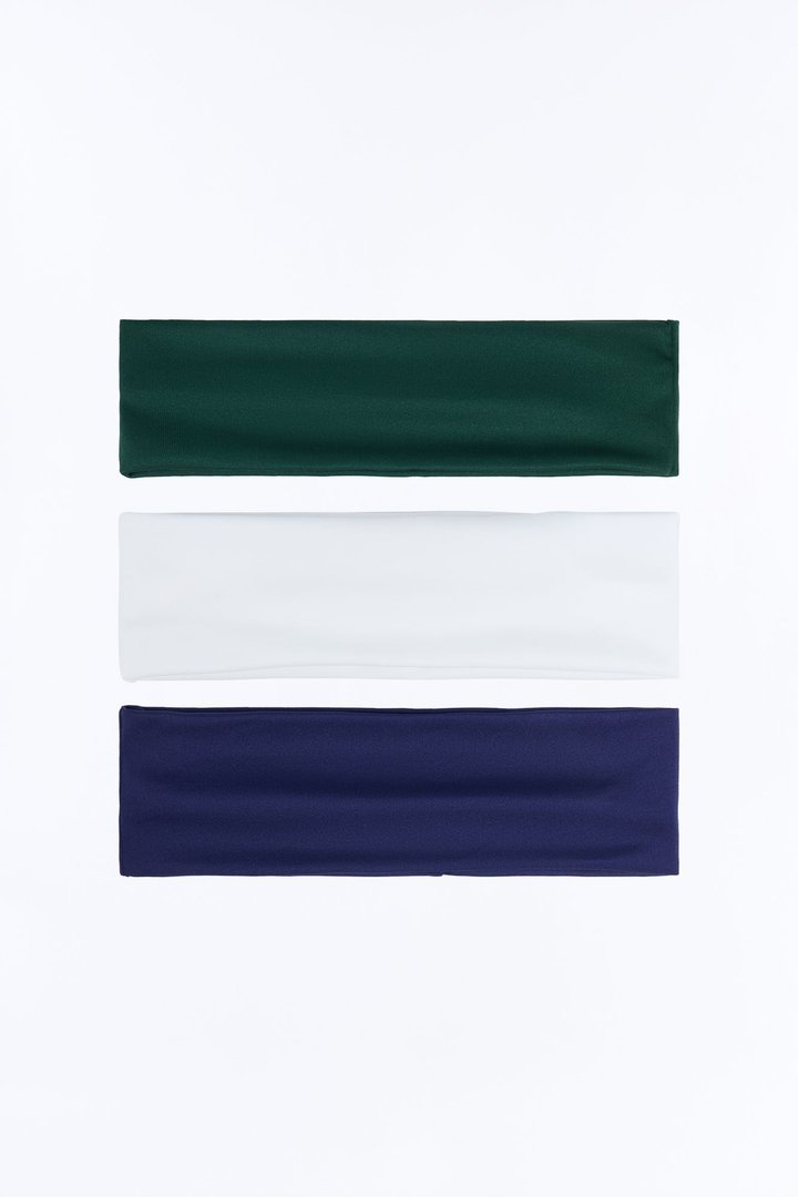 Mini Athletic Girly 3 Piece Headband Set - Navy/combo