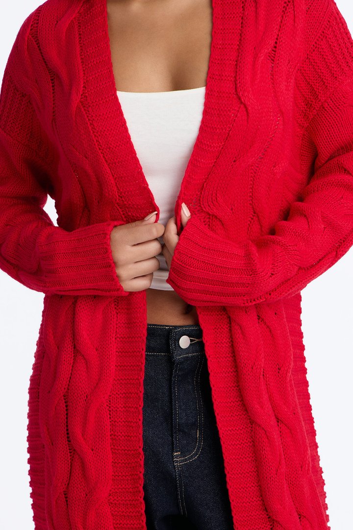 Aneria Long Cardigan - Red