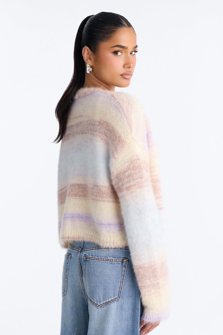 Sabriya Spacedye Cropped Cardigan - Blue/combo