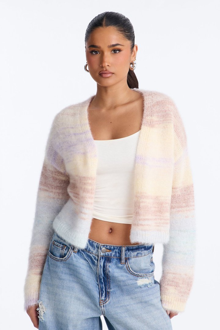 Sabriya Spacedye Cropped Cardigan - Blue/combo