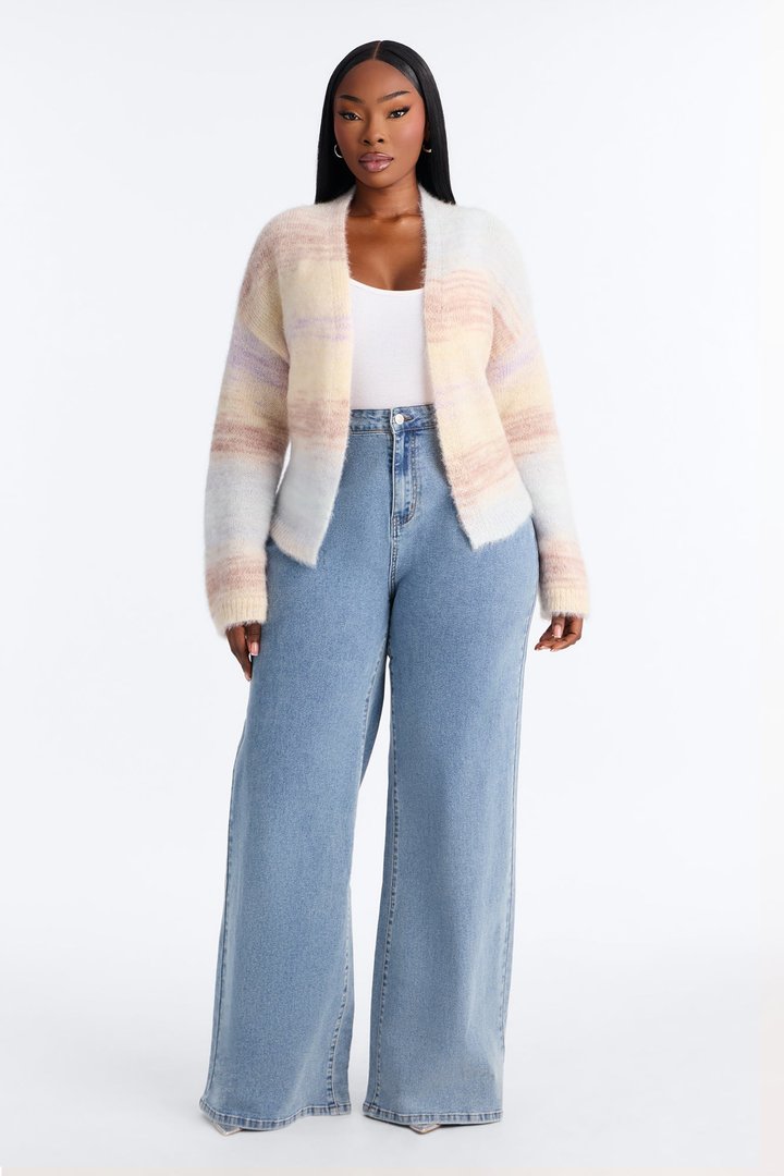 Sabriya Spacedye Cropped Cardigan - Blue/combo