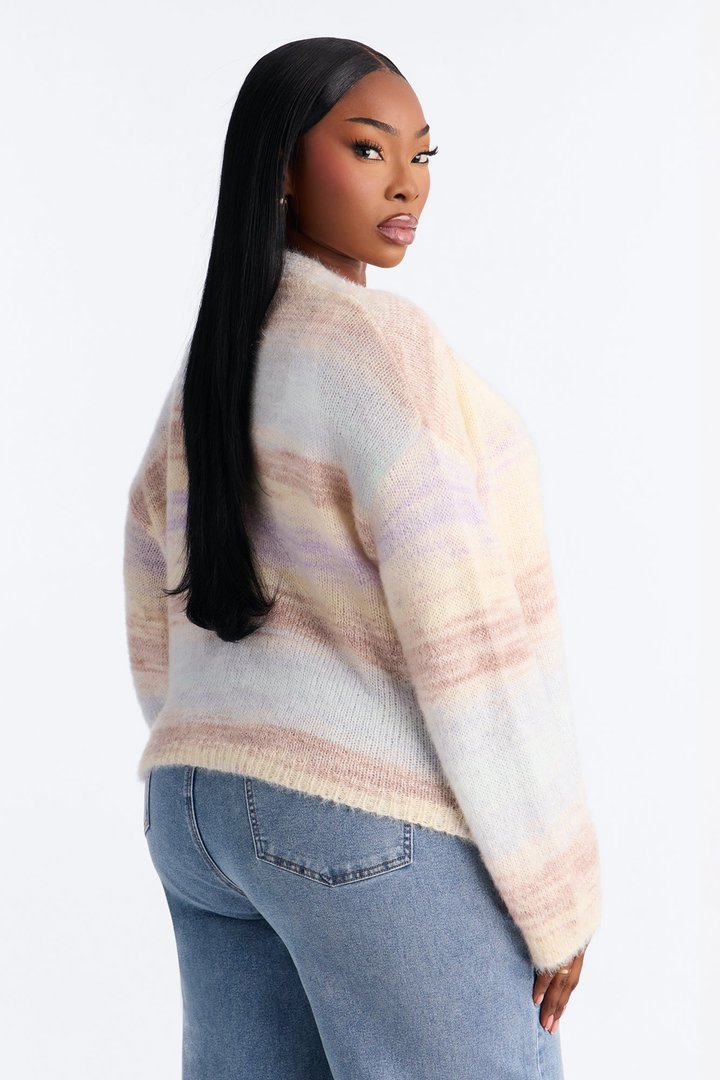 Sabriya Spacedye Cropped Cardigan - Blue/combo