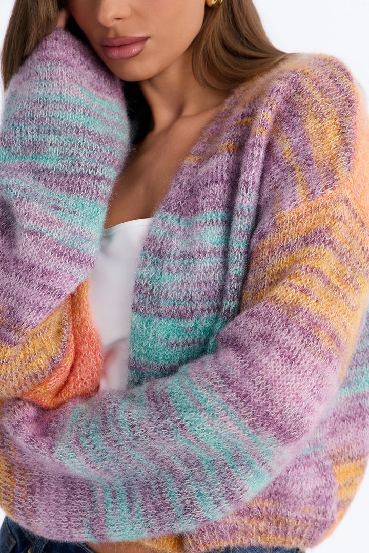 Sabriya Spacedye Cropped Cardigan - Orange/combo