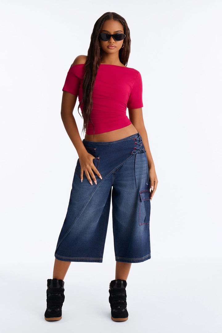 Don't Mind Me One Shoulder Top - Raspberry