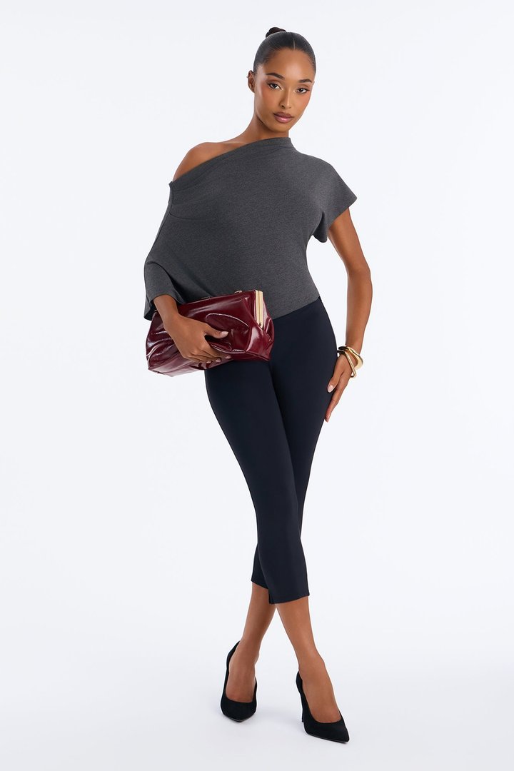 Flatter Me Off Shoulder Bodysuit - Charcoal