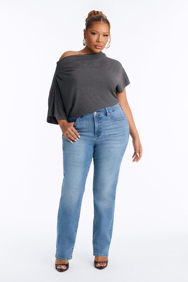 Flatter Me Off Shoulder Bodysuit - Charcoal