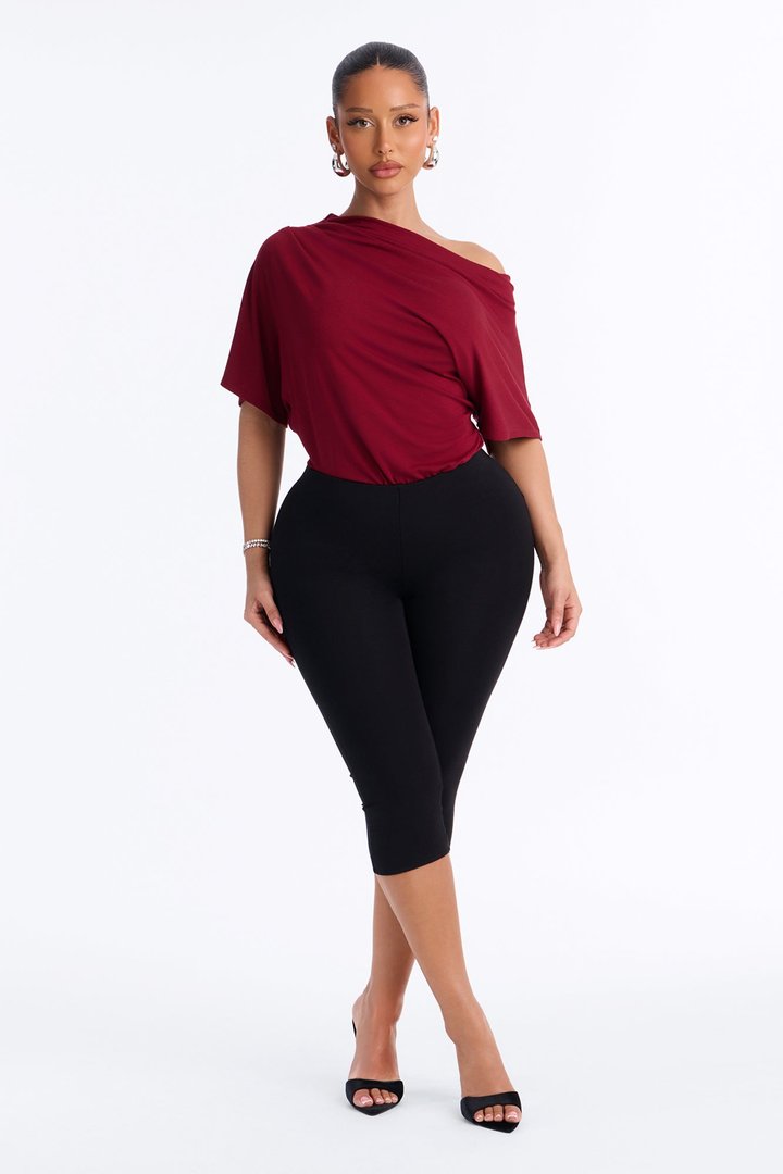 Flatter Me Off Shoulder Bodysuit - Wine
